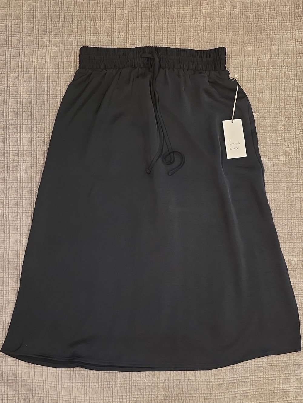 Black Midi Drawstring Skirt